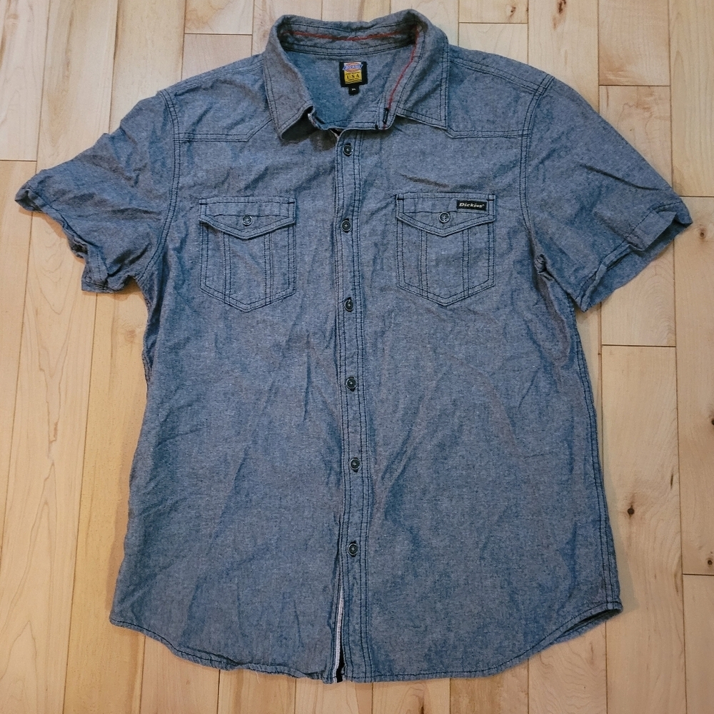 Dickies Women's Size XL Casual Blue Button Down Shirt